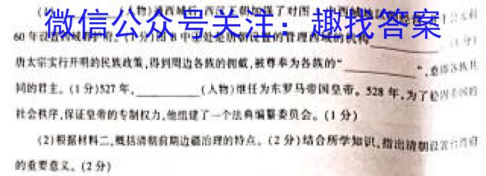 山西省忻州市2022~2023学年八年级第二学期期末教学质量监测(23-CZ261b)历史