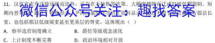 安徽省2022~2023学年度高二第二学期庐阳高级中学期末测试(232827Z)历史