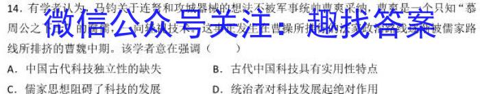 陕西省咸阳市2022~2023学年度高二第二学期期末教学质量调研检测历史