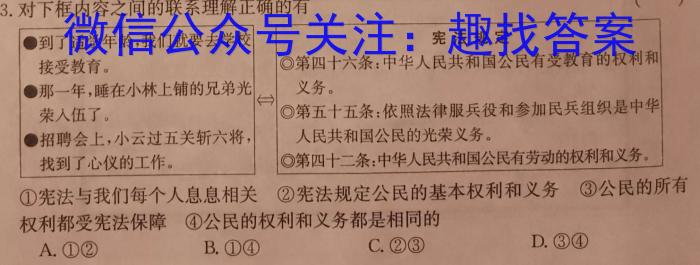 24届高三年级TOP二十名校调研考试二政治~