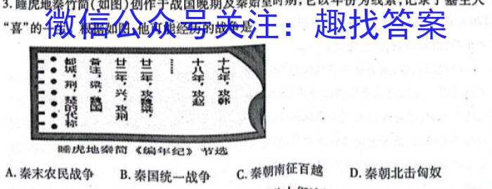 榆林市2024~2023学年度高二年级第二学期普通高中过程性评价质量检测历史