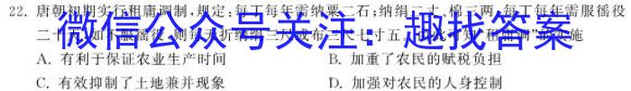 天一大联考 2022-2023学年(下)高二年级期末考试历史