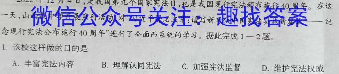 陕西省咸阳市2022~2023学年度高二第二学期期末教学质量调研检测政治1