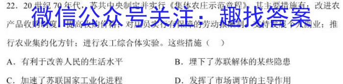 榆林市2022~2023学年度高一年级第二学期普通高中过程性评价质量检测历史