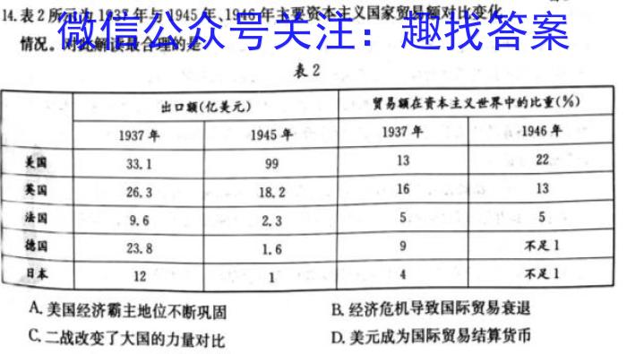 宝鸡教育联盟2022-2023学年度第二学期高二期末质量检测(23734B)历史试卷