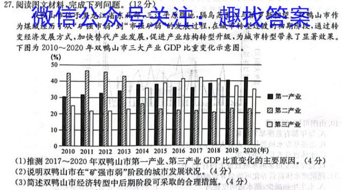 甘肃省2022-2023高一期末练习卷(23-564A)地理.