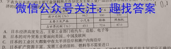 2023年滁州市高一教学质量监测l地理