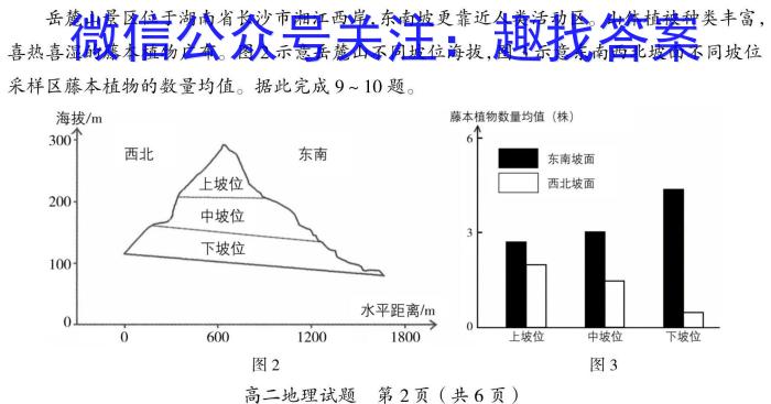 河南省驻马店市2022~2023学年度高一第二学期期终考试地理.