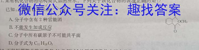 贵州省毕节二中2022年秋季学期高一年级期末考试(3250A)化学