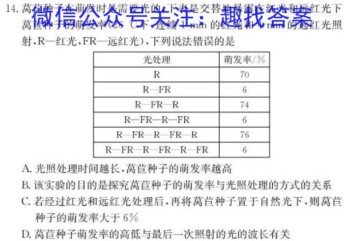 2024届全国高考分科调研模拟测试卷 老高考(三)生物试卷答案