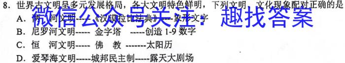 河南2024届高三年级8月入学联考（23-10C）理科数学试卷及参考答案历史试卷