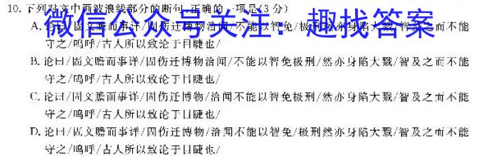 皖江名校2023-2024学年度上学期高二年级联考语文