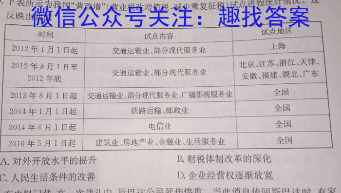 2024届Z20名校联盟（浙江省名校新高考研究联盟）高三第一次联考历史