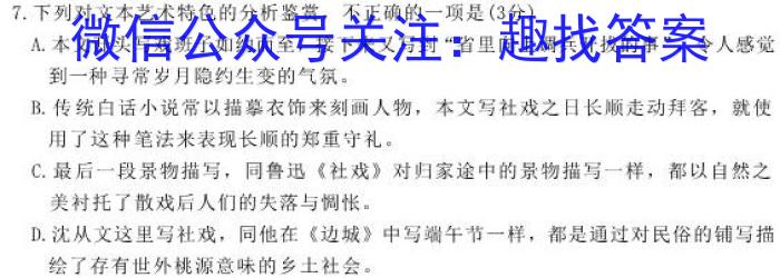 邕衡金卷 名校联盟南宁三中 柳州高中2024届第一次适应性考试语文