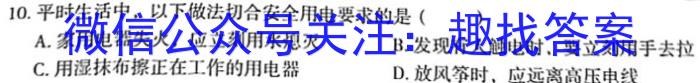 2023-2024学年安徽省九年级上学期开学摸底调研物理.