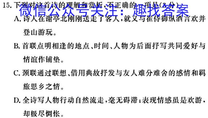 2023-2024学年安徽省九年级教学质量检测（一）语文
