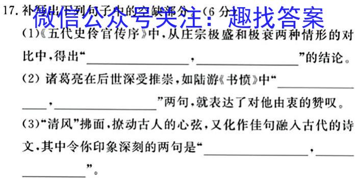 安徽省六安市2023-2024学年度九年级秋学期定时作业（一）/语文