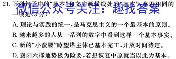 江西省2024届九年级阶段评估（一）【1LR】语文
