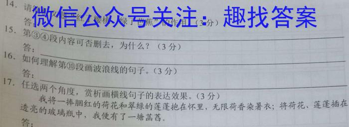 河南省2023-2024学年度七年级大联考阶段评估卷（一）语文