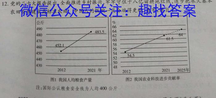 云南师大附中2023-2024年2022级高二教学测评月考1政治~