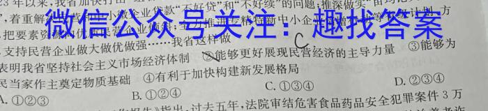 安徽省2023-2024学年第一学期高一年级期中考试（241257D）政治~