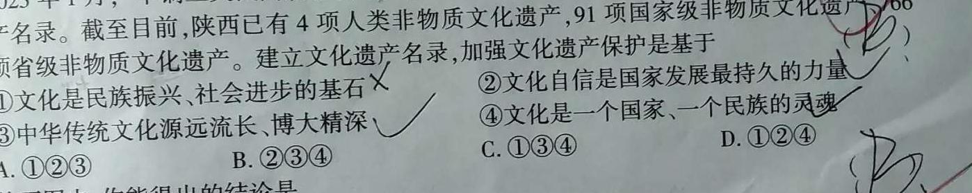 【精品】2024届陕西省高三无标题试卷(5.18)思想政治