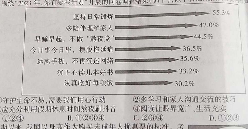 【精品】2023-2024学年度上学期高三年级第二次综合素养评价(HZ)思想政治