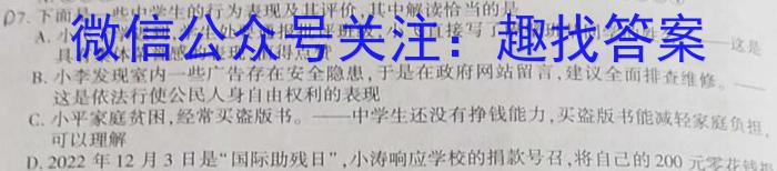 陕西省2023-2024学年度九年级第一学期第三阶段创新作业(11月)政治~