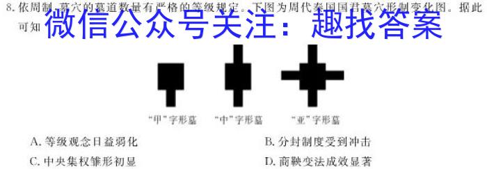 山西省2023~2024学年高三上学期开学质量检测(243007Z)历史