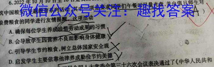 河北九年级2023-20234学年新课标闯关卷（四）HEB政治~