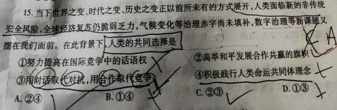 【精品】安徽省芜湖市2024年九年级毕业暨升学模拟考试(二)2思想政治