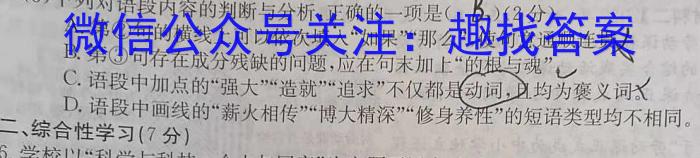 2024届内蒙古呼和浩特市高三上学期第一次质量检测语文