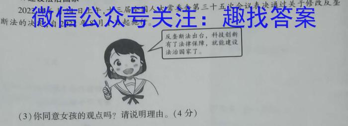 山西省2023-2024学年度九年级阶段评估（A）政治试卷d答案