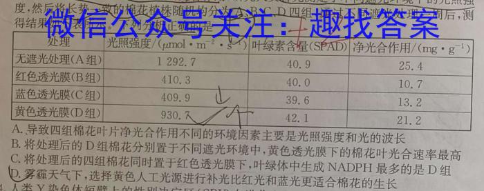 百师联盟2024届高三开学摸底联考（新教材75分钟）生物
