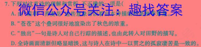 安徽省2023-2024学年第一学期八年级九月份质量检测试卷语文