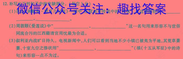 安徽省皖江名校联盟2024届高三8月联考（A-024）语文