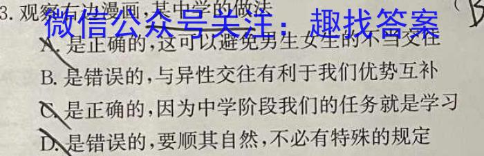 安徽省亳州市利辛县2024-2025学年第一学期利辛四中八年级开学考试政治~