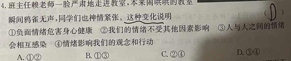 安徽省八年级2023-2024学年度第二学期芜湖市义务教育教学质量监控思想政治部分