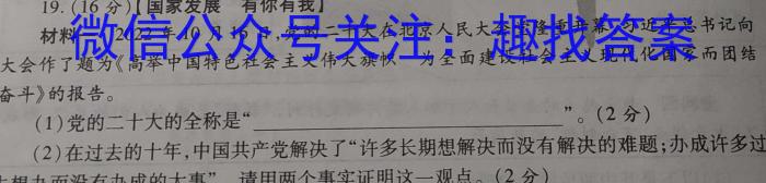 百师联盟2024届高三开学摸底联考（全国卷）政治试卷d答案