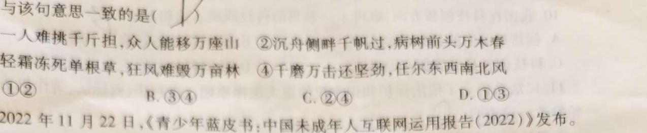 鼎成大联考2024年河南省普通高中招生考试（一）思想政治部分