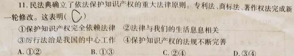 黄金卷2024年河南省普通高中招生考试黄金模拟(三)思想政治部分