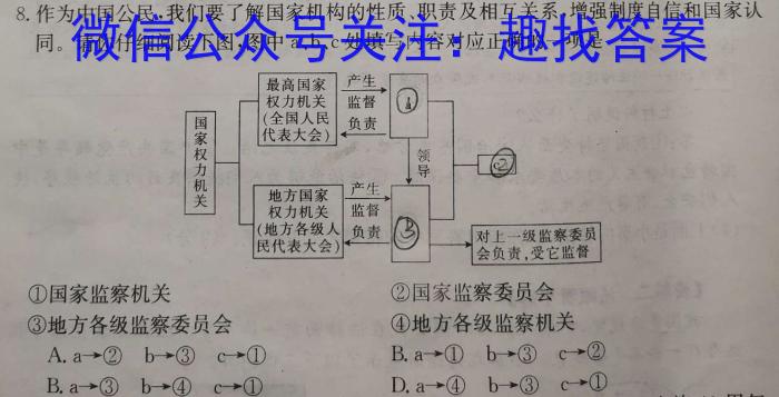 2024全国高考分科综合卷 老高考(三)3政治试卷d答案