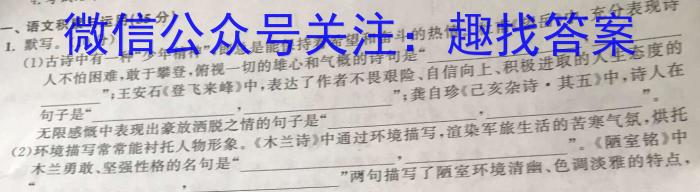 2023-2024学年度湖北省部分学校九年级调研考试语文