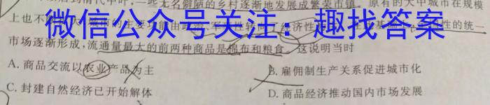 湖南省长沙市2024届九年级第一次质量调研检测历史