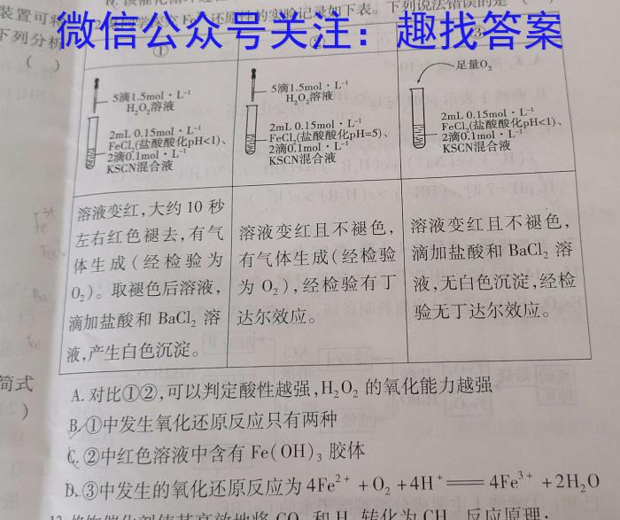 3衡水金卷2024届广东省高三普通高中联合质量测评 高三摸底联考化学