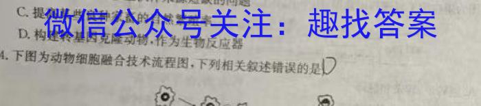 安徽省2023-2024学年高二年级上学期阶段检测联考生物试卷答案