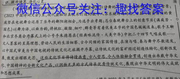 大联考2023-2024学年高中毕业班阶段性测试（一）广东版/语文