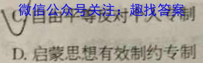 陕西省西安市工业大学附属中学2023-GD-九年级开学考试历史试卷