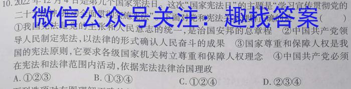2024届安徽T12教育九年级第一次调研模拟卷政治~