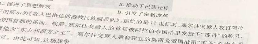百师联盟2024届高三开学摸底联考（新高考75分钟）历史